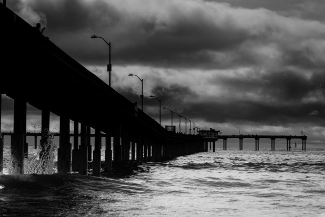 San Diego, California, Ocean Beach Pier with dramatic sky. Fine art photography