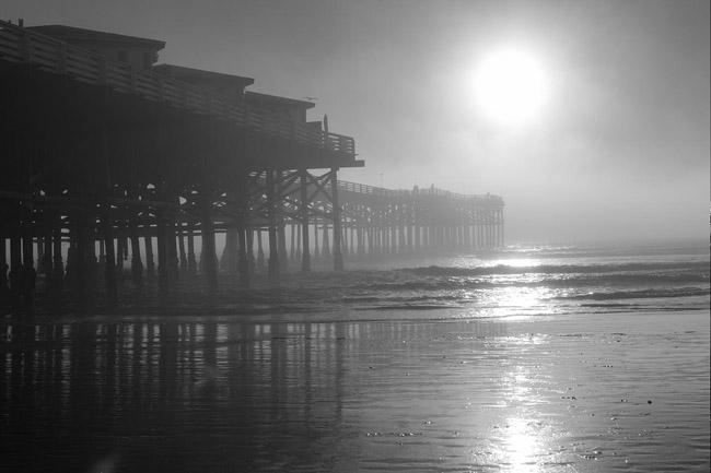 Crystal Pier in the fog, San Diego, California. Fine art photography