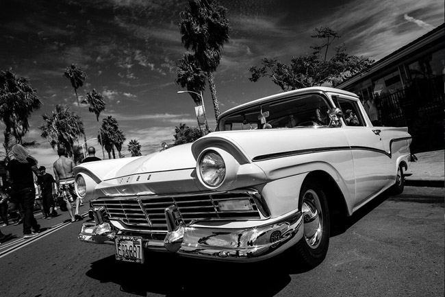 Vintage Ford at car show in Pacific beach